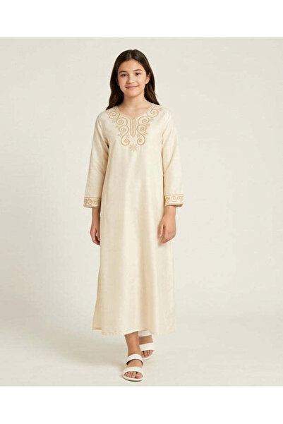REDTAG Senior Girls Beige and Gold And Maxi Dress