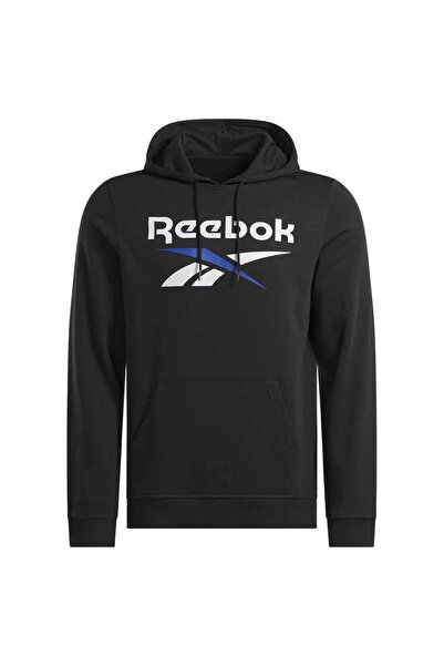 Reebok Hanorac cu glugă din fleece pentru bărbați, cu logo suprapus, Identity...