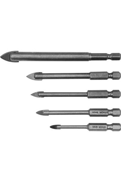 Sthor Set 5 Burghie Pentru Sticlă Și Ceramică, 4-10Mm, Prindere Hexagonală
