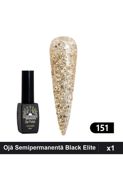 global fashion Ojă Semipermanentă Black Elite 8ml, Oja UV/LED Profesională Ma...