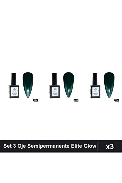 global fashion Set 3 Oje Semipermanente Elite Glow 15ml, Gel Polish UV/LED