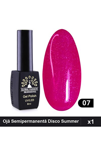 global fashion Ojă Semipermanentă Disco Summer 07 8ml, Manichiură UV/LED, Set...