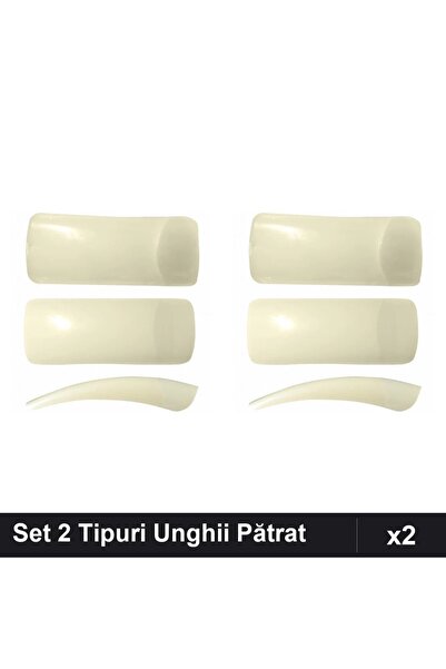 NAİLS Set 2 Tipuri Unghii Pătrat 100 buc, Tipsuri Manichiură Profesională