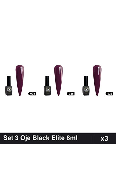 global fashion Set of 3 Semi-permanent Nail Polish Black Elite 8ml, UV/LED Ma...