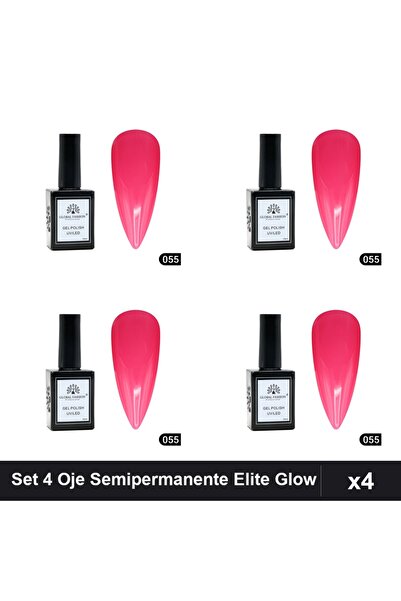 global fashion Set 4 Oje Semipermanente Elite Glow 15ml, Gel Polish UV/LED