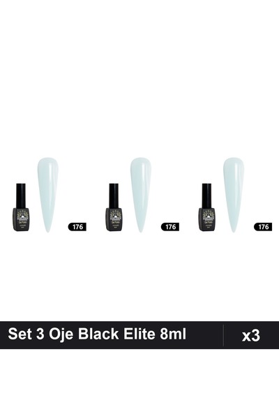 global fashion Set 3 Oje Semipermanente Black Elite 8ml, Manichiura UV/LED Pr...
