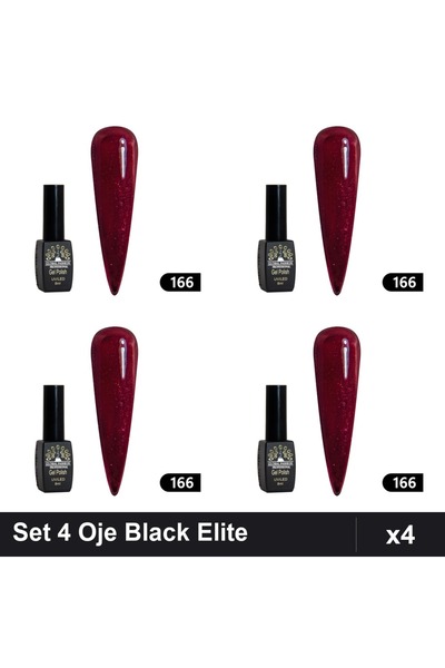 global fashion Set 4 Oje Semipermanente Black Elite 8ml, Manichiura UV/LED Pr...