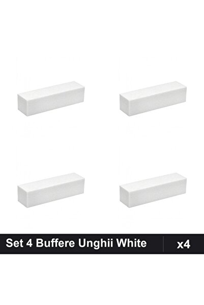 NAİLS Set 4 Buffere Unghii White, Pile Manichiura Profesionale, Șlefuire și L...
