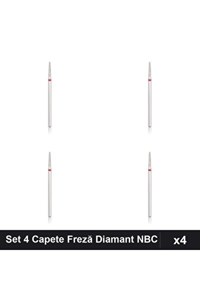 NAİLS Set 4 Capete Freză Diamant NBC Trunchi Roșu 10mm, Duritate Medie, Manic...