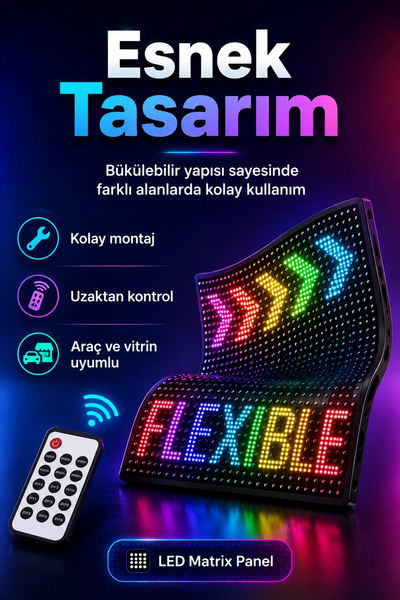 Genel Markalar Araç Mağaza Ve Vitrin İçin Renkli LED Kayan Yazı Paneli Kumand...