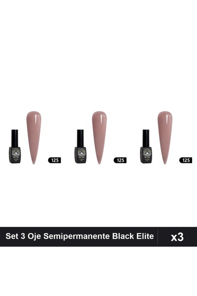 global fashion Set 3 Oje Semipermanente Black Elite 8ml, Manichiura UV/LED Pr...