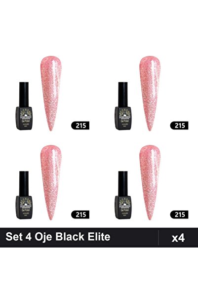 global fashion Set 4 Oje Semipermanente Black Elite 8ml, Manichiura UV/LED Pr...