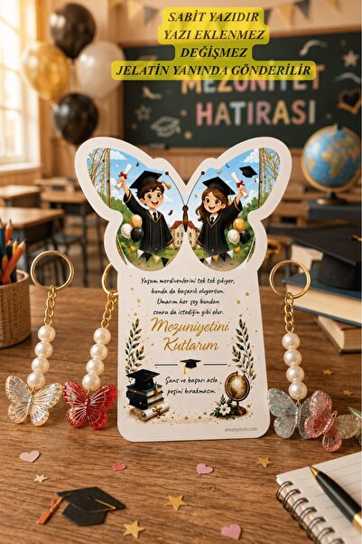 Emtory Home Butterfly | Mezuniyet Hediyesi Renkli Kelebek Anahtarlık Çanta Sü...