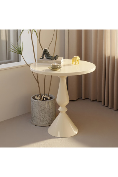 Shangxing Modern White Pedestal EndTable，Small Round Table，Minimalist Side Ta...