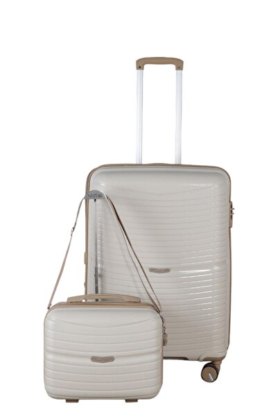 MÇS V379 AURA Y.ÜRETİM PP VALİZ 75 CM + MAKYAJ SİYAH SET