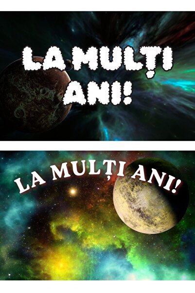 OEM Set 2 Felicitări La Mulți Ani Tematică Planete, Design Spațial, Carton 25...