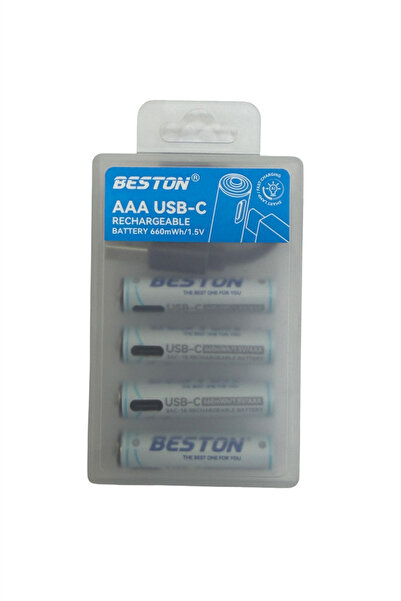 Beston AAA (İnce Kalem) Type-C Şarj Edilebilir Li-Ion Pil 1.5V 660mWh - 2'li Set
