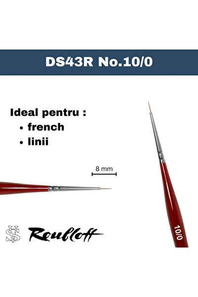 Roubloff Perie de unghii, DS43R Nr. 10/0, Fabricat din păr sintetic