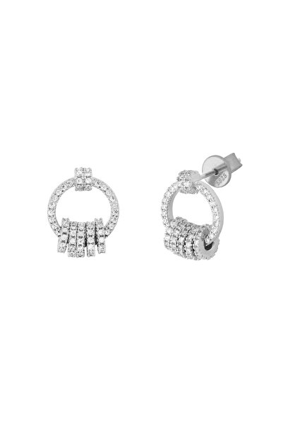 Lisa&Co. Cercei Argint Paved Twister Argint placat cu rodiu / Zircon / Alb