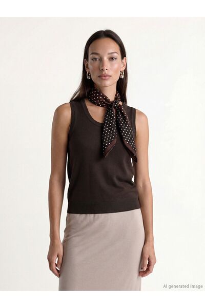LC Waikiki Lcw Everyday Brown U-Neck Women's Knitwear Undershirt