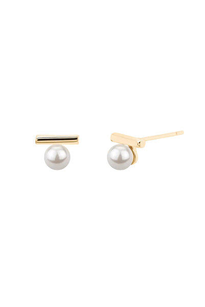 Lisa&Co. Cercei argint Baguette&Pearl M Argint placat cu aur galben / Perle d...