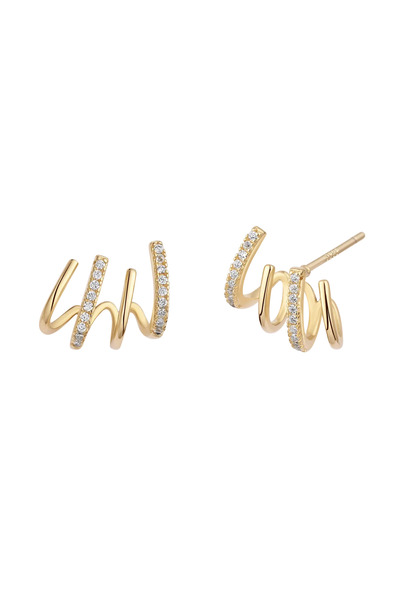 Lisa&Co. Cercei Argint Paved Springs Argint placat cu aur galben / Zircon / Alb