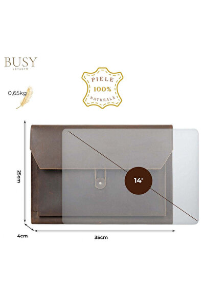 Busy Ldy & Gtm leather laptop case 15.6 - 14 inch, slim Elegance Busy Lady & ...