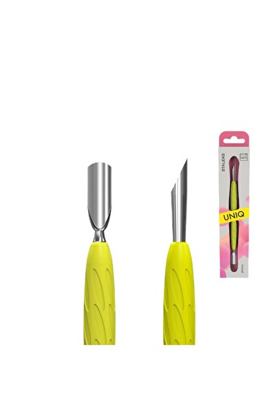 STALEKS Împingător de cuticule, cu mâner din silicon galben UNIQ 10 TIP 2, 146mm