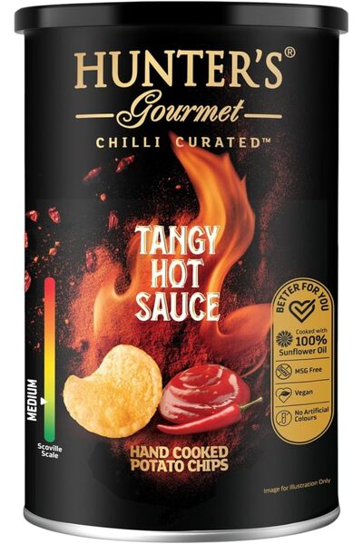 Hunter Gourmet Fresh Hand-Cooked Potato Chips with Hot Sauce 150g, Vegetarian...