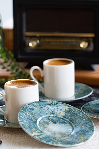 Heda Porselen Eksen 4 Piece Porcelain Coffee Cup Set for 2 People