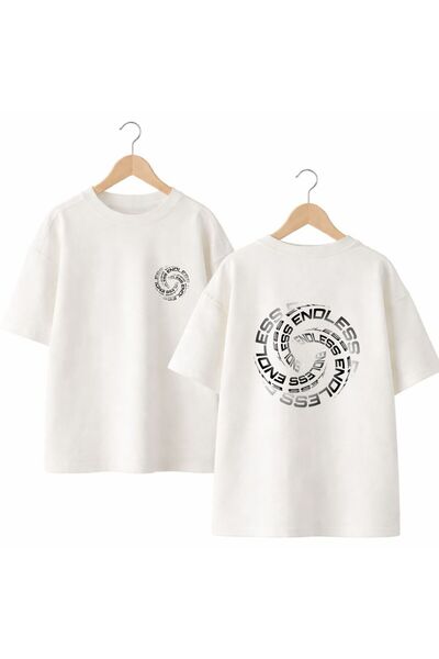 playwear Endless Text Printed on the Back and Front Chest, 100% Cotton Oversi...