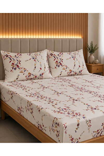 NURLATEX Set cearșafuri elastice Battal Size 180x200 Bahar Dalı Claret Red