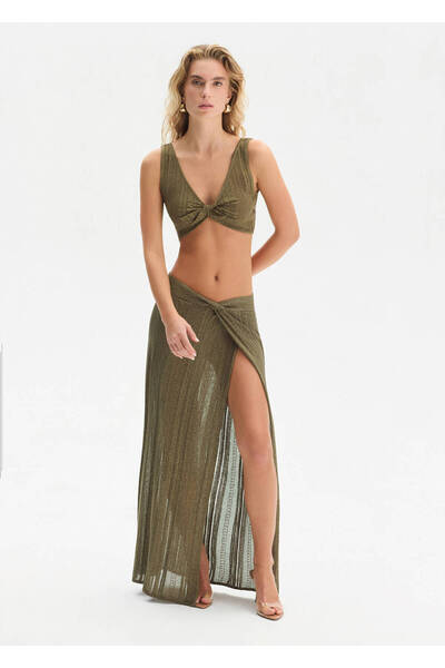 Knitss Khaki Shimmering Knitwear Skirt