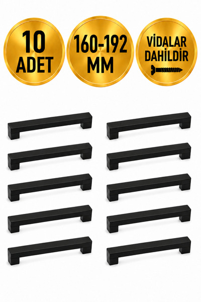 Regisan 160-192 mm Siyah Köprü Kulp 10 Adet
