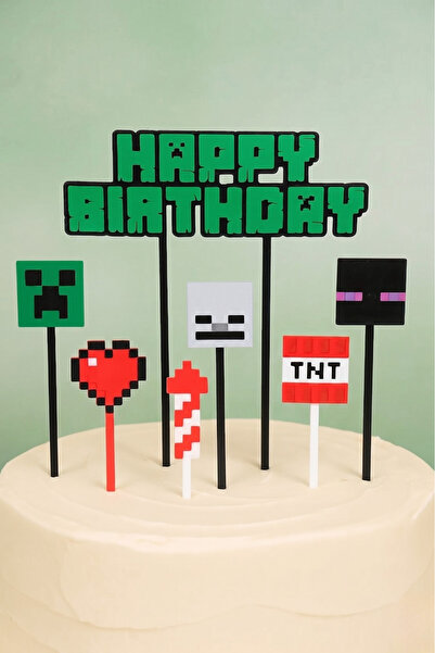 craftopya Set ukrasa za rođendansku tortu sa Minecraft temom - 7 komada, konc...