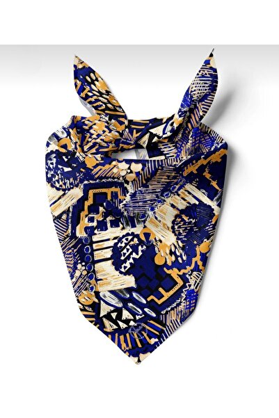 618 CONCEPT 55X55 Bohem Blue Patterned Scarf