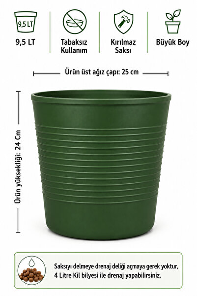 Arkhelais Saksı - Balkon Saksısı - Çiçek Saksısı - 9,5 Litre - Drenaj Gerekme...