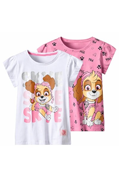 OEM Σετ 2 μπλουζών για κορίτσια Skye Paw Patrol, Βαμβακερό, Λευκό και Ροζ, Με...