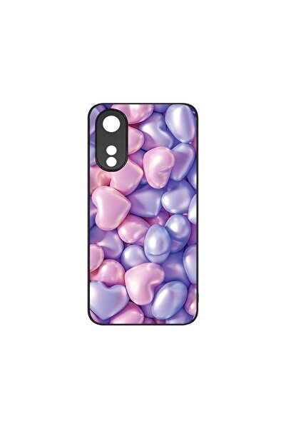 bestcase Λεπτή Γυάλινη Θήκη, Συμβατή με OPPO A78 5G / A58 5G, Έγχρωμες Καρδιέ...