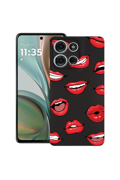 bestcase ¬Æ Husa pentru Motorola Moto G15, Lips - Kiss Pattern, Slim Silicon ...