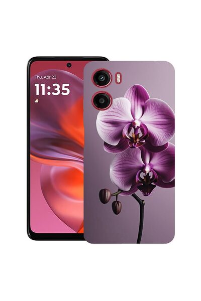 bestcase Калъф за Motorola Moto E15 / Moto G05, Розова орхидея, Тънък силикон...