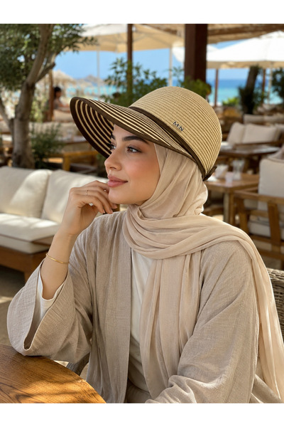 Butik Tesettüre Uygun Yarım Hasır Vizör Şapka Kadın Premium Yazlık Model