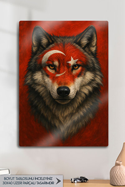 DekorHane Metal Print - Bozkurt Turk, Turkish Flag Themed, Nations Turan Wolf...