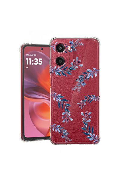 bestcase Калъф за Motorola Moto G06 с дизайн на сини цветя, противоударен, по...