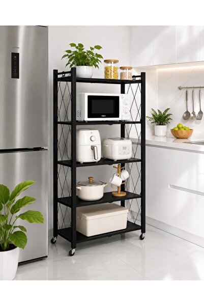 Lavera رف مطبخ حديد 5 أدوار قابل للطي – تصميم عملي وأنيق للمساحات ال