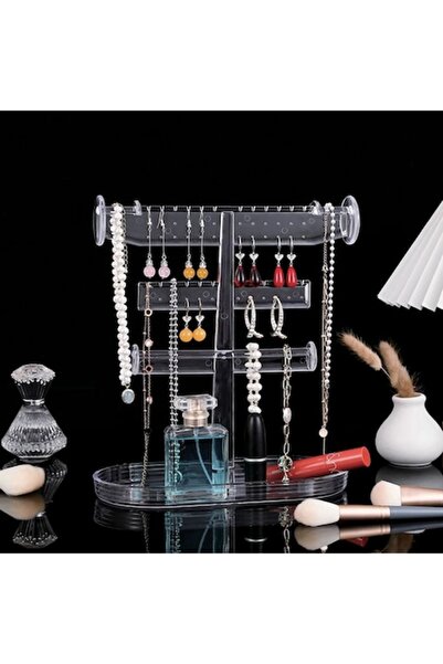 OEM Transparent acrylic organizer stand with tray for jewelry 23.5x12x27cm