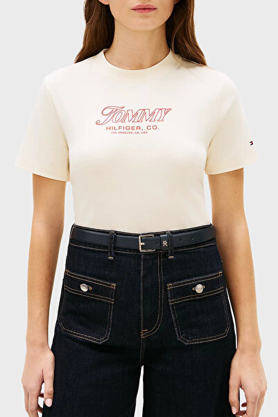 Tommy Hilfiger Pamuklu Logo Baskılı Regular Fit Bisiklet Yaka T Shirt T SHİRT...