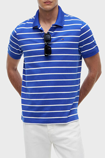 Tommy Jeans Çizgili Pamuklu Regular Fit Düğmeli Polo Yaka T Shirt Erkek POLO ...