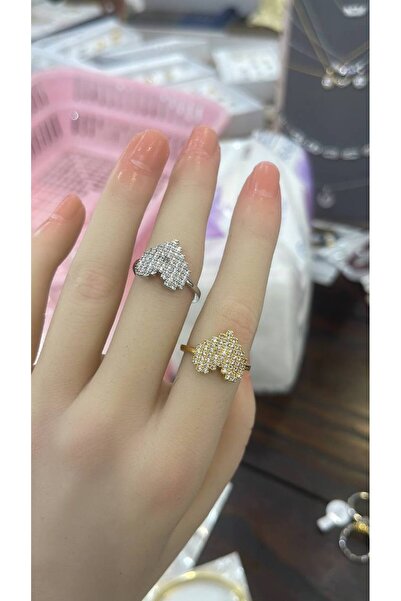 FASHİON JEWELRY خاتم قلب مرصع زركون ذهبي وفضي