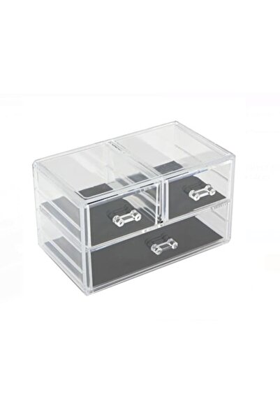OEM Transparent Cosmetic Organizer with 3 Compartments 23.5x13.5x14cm